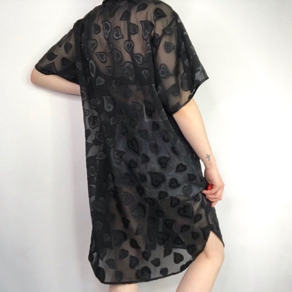 Sophia by delicates Sheer Hearts Button Up Dress - Picture 3 of 6